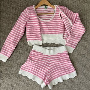 Yellow the Label Pink White Three Piece Knit Set size S